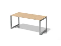 bureau,HxBxD 740x1800x800mm,blad esdoorn,sledeframe zilverkleurig