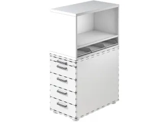 containeropzet,HxBxD 530x428x800mm,m. 3kunstst. inzetelementen DIN A4 - 1