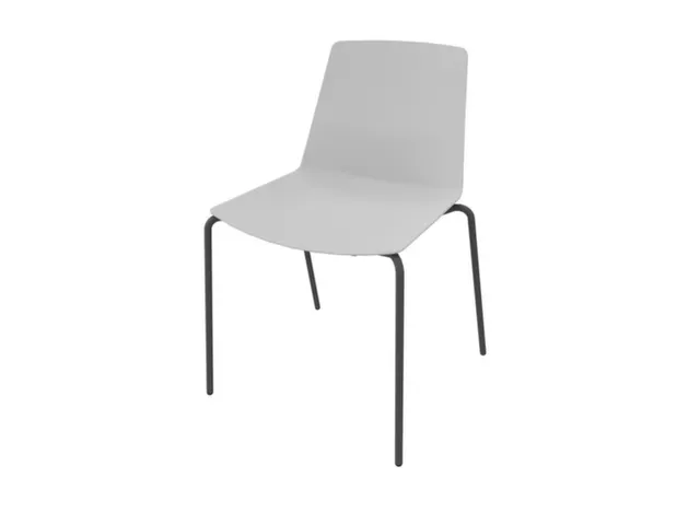 bezoekersstoel,4voeten ronde buis donkergrijs,zitschaal PP grijs