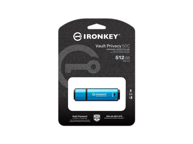 512GB USB-C IronKey Vault Privacy 50C AES-256 versleuteling, FIPS 197