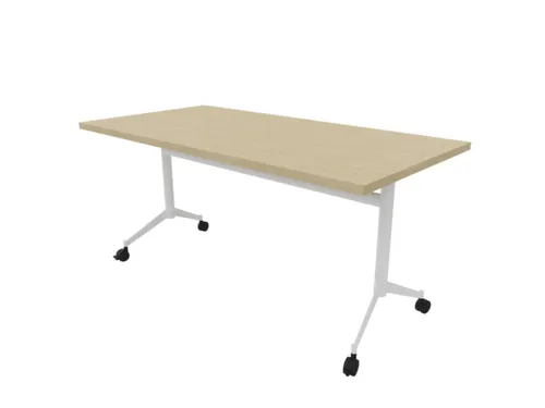 klaptafel,HxBxD 750x1600x800mm,hoekig,T-voet wit,ovale buis,blad eiken