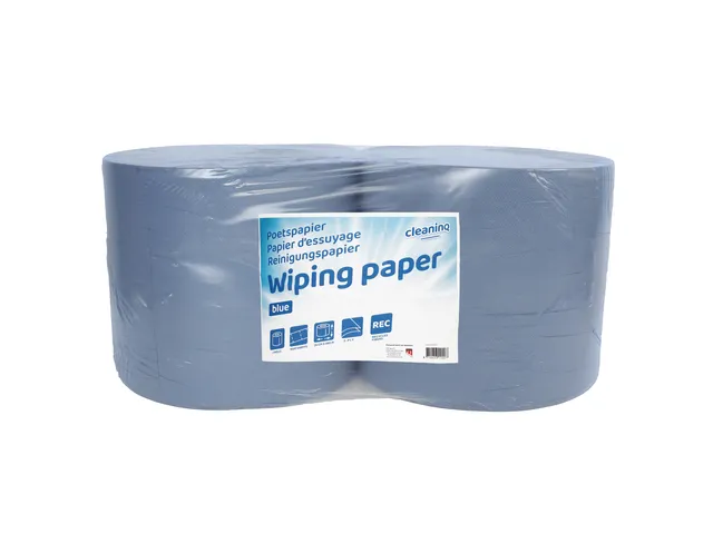 Poetspapier Cleaninq industrie 2-laags 26cmx380m Blauw 2 rollen