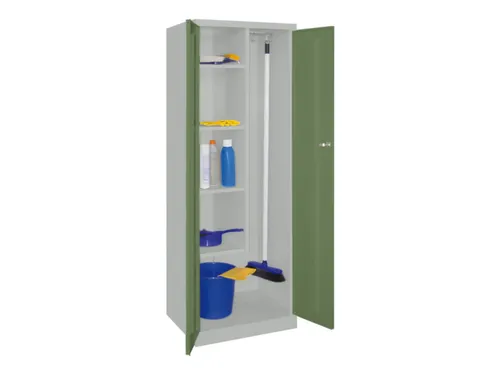 Schoonmaakkast HxBxD 1800x600x500mm 4 Legborden RAL7035 Front RAL6011