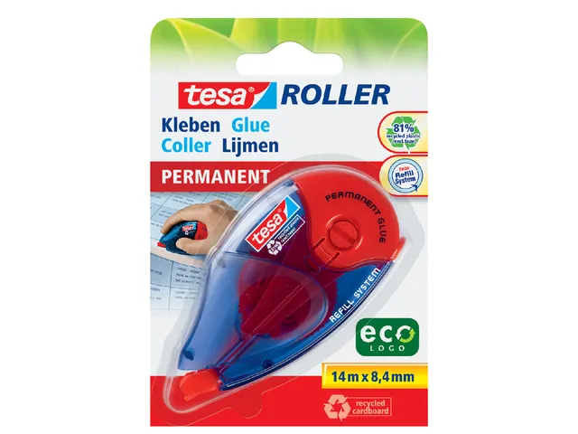 Lijmroller Tesa ecoLogo navulbaar permanent op blister