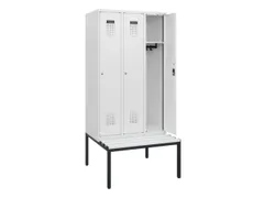 locker met bank,HxBxD 1950x900x815mm,3vak,vak B 300mm,cilinderslot