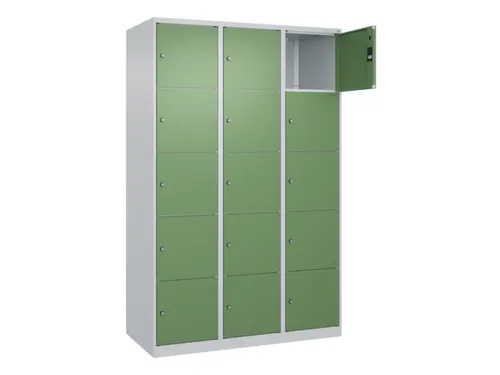 lockerkast,HxBxD 1850x1200x500mm,3x5vakken,vak B 400mm,cil.-slot