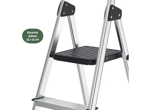Huishoudtrap BRASQ 4 treden aluminium SLA400 zilver