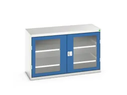 vitrinekast 800x1300x550mm 2xStalen bodem romp RAL7035 front RAL5010