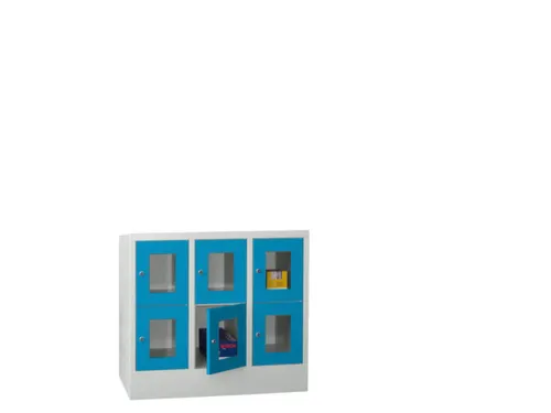 lockerkast,HxBxD 855x900x500mm,3x2vakken,RAL7035,front RAL5012