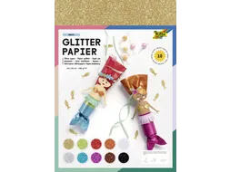 Glitterpapier Folia 1-zijdig 24x34cm 170gr 10 vel assorti