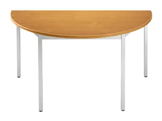 Tafel Halfrond 120x60 Cm Frame Aluminium Blad Kersenhout - 1