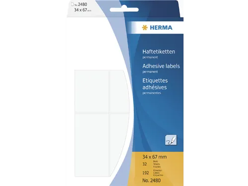 HERMA 2480 Universele etiketten 34x67mm Wit 192 stuks