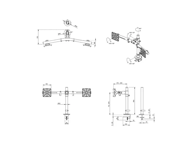 Bras 2 écrans Viewgo 48.143 bureau 143 Noir