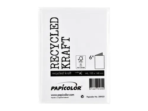 Correspondentiekaart Papicolor dubbel 105x148mm kraft wit pak à 6 st