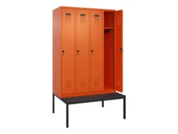 locker met bank,HxBxD 2120x1200x815mm,4vak,vak B 300mm,draaigrendel