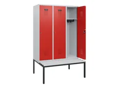 locker met bank,HxBxD 1950x1200x815mm,3vak,vak B 400mm,cilinderslot