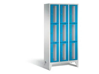 lockerkast 1850x900x500mm 3x3 vakken Cilinderslot Poten, RAL5012 - 2