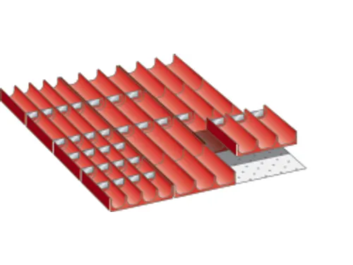 lade-indelingsset,v. werkbank,30bakdelen/12bakwanden,v. front H 50mm