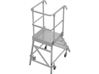 bordestrap,verrijdbaar,bordes H 1m,4treden,aluminium,4zwenkwielen - 2