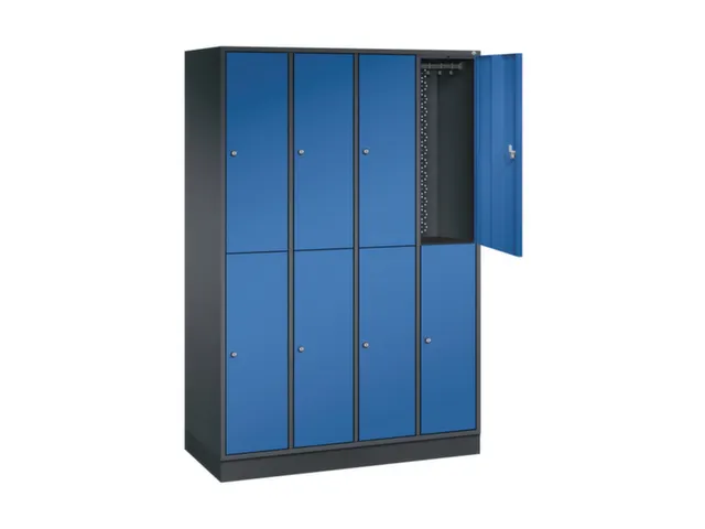 Dubbeldekse garderobekast,HxBxD 1950x1220x500mm,4x2vak.,vak B 260mm