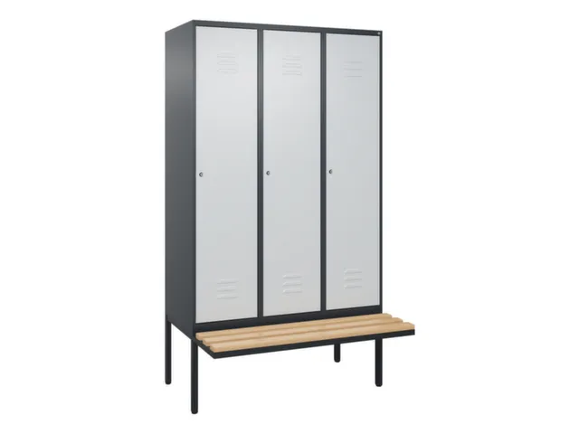 locker met bank,HxBxD 2120x1200x815mm,3vak,vak B 400mm,cil.-slot