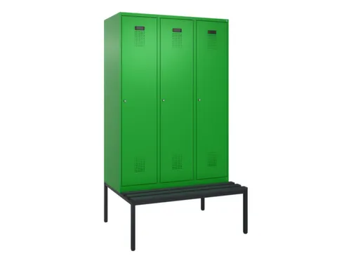 locker met bank,voor scheiding van kleding,HxBxD 2120x1200x815mm,3vak