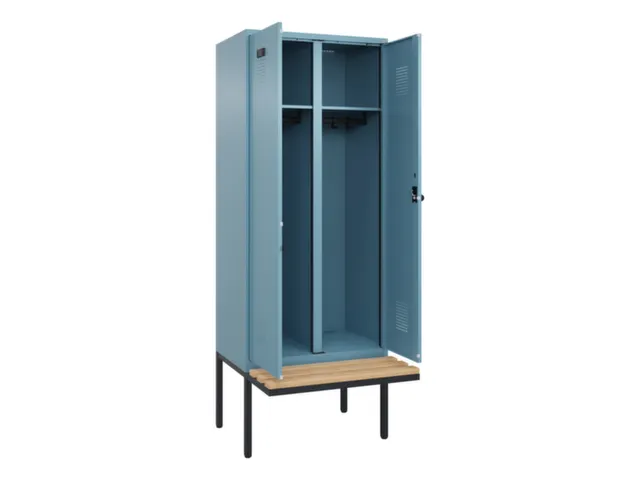 locker met bank,voor scheiding van kleding,HxBxD 2120x800x815mm,2vak