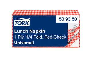 Tork 509350 Lunchservet Red Check 32,8x32,5cm - 1