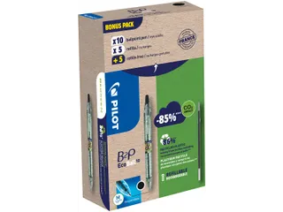Balpen Pilot B2P Ecoball Begreen 1.0mm Medium Zwart 10 stuks+navulling - 1