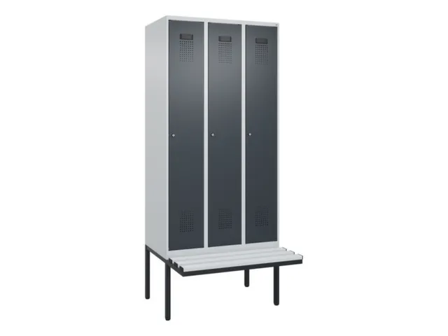 locker met bank,voor scheiding van kleding,HxBxD 2120x900x815mm,3vak