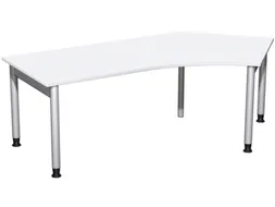 In hoogte verstelbaar hoekbureau,HxBxD 680-820x2166x1130mm,blad wit