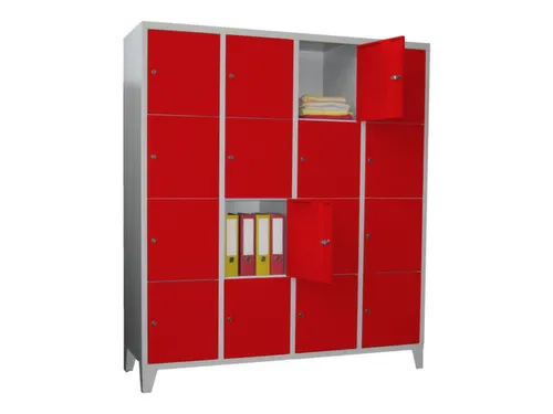 lockerkast,HxBxD 1850x1600x500mm,4x4vakken,RAL7035,front RAL3000