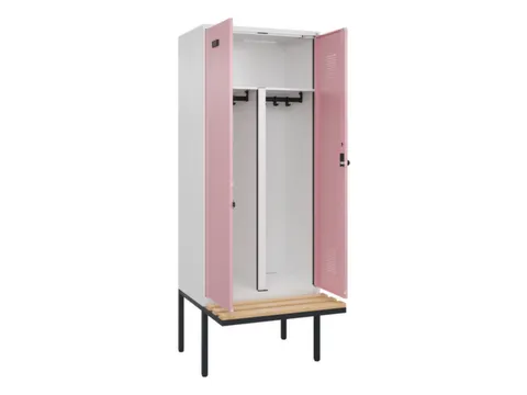 PBM-locker met bank,HxBxD 2120x800x815mm,2vak,vak B 400mm,draaigrendel