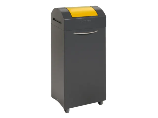 Afvalbak 75 Liter 840x380x320mm Plaatstaal 2 Wielen Klep Geel