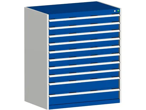 ladekast HxBxD 1200x1050x750mm 10laden RAL7035 front RAL5010