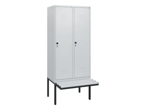 locker met bank,HxBxD 1950x800x815mm,2vak,vak B 400mm,draaigrendel