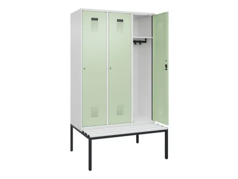 locker met bank,HxBxD 2120x1200x815mm,3vak,vak B 400mm,cilinderslot
