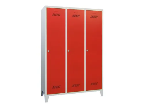 lockerkast,HxBxD 1850x1200x500mm,3vak,RAL7035,front RAL3000