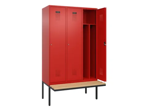locker met bank,voor scheiding van kleding,HxBxD 2120x1200x815mm,3vak