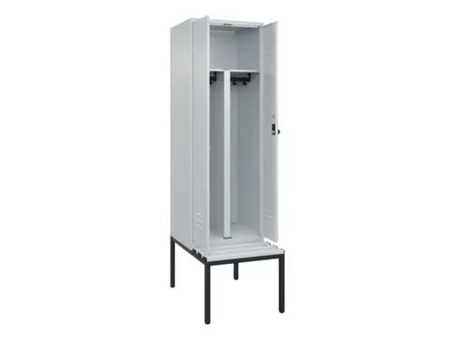PBM-locker met bank,HxBxD 2120x600x815mm,2vak,vak B 300mm,draaigrendel