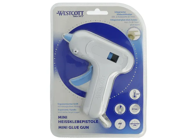 Mini lijmpistool Westcott hoge temp. incl 2 patronen 7mm