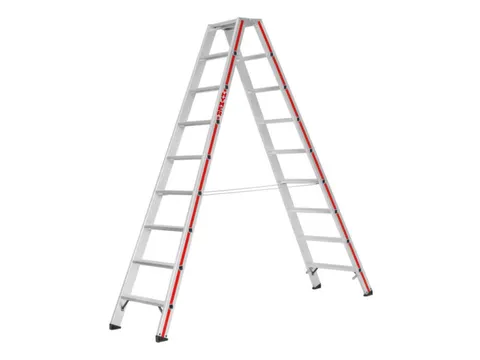 escabeau industriel double face 2x9marches Hauteur 1 61m lisse L 2 28m