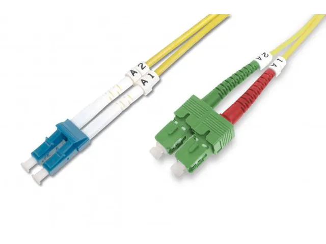 Glasvezel patchkabel, duplex, SC (APC) naar LC (PC) SM OS2 09/125 µ,