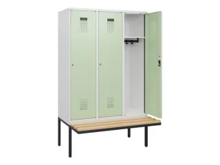 locker met bank,HxBxD 1950x1200x815mm,3vak,vak B 400mm,cilinderslot - 1