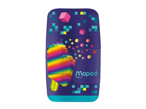 Puntenslijper Maped Pixel Party Connect 2-gaats met gum display à 20s