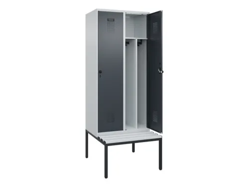 locker met bank,voor scheiding van kleding,HxBxD 2120x800x815mm,2vak