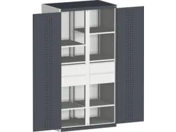 kast met geperforeerde platen,HxBxD 2000x1300x650mm,4xStalen bodem