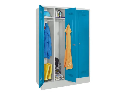 garderobekast,HxBxD 1850x1170x500mm,4vak,RAL7035,front RAL5012