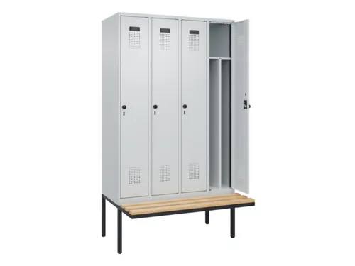 locker met bank,voor scheiding van kleding,HxBxD 2120x1200x815mm,4vak