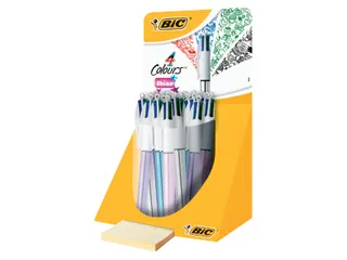 Balpen Bic 4Kleuren Shine Zilver/Paars/Roze/Blauw Display à 20 Stuks - 3